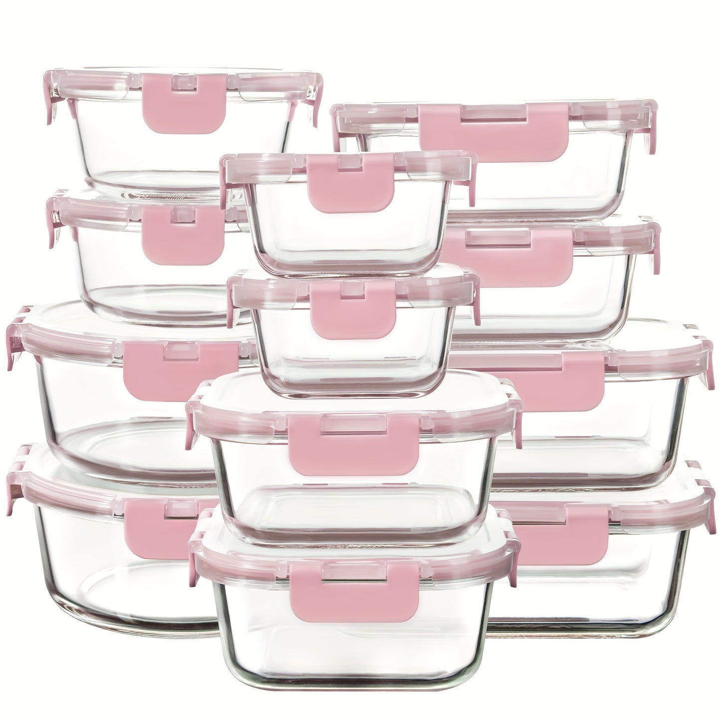 24Pcs Borosilicate Glass Food Storage Containers Set - Airtight, Microwave and Dishwasher Safe, Ideal for Meal Prep and Lunches with 12 Lids and 12 Glass Bowls