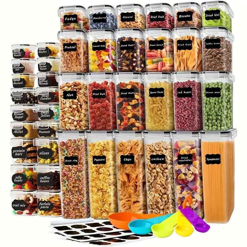 84-Pack Airtight Food Storage Containers Set - BPA-Free, Leak-Proof, Stackable, And Space-Saving Kitchen Organizers With 42 Lids And 42 Boxes, Includes Spoon, Labels, And Pen For Easy Meal Prep And Pantry Organization