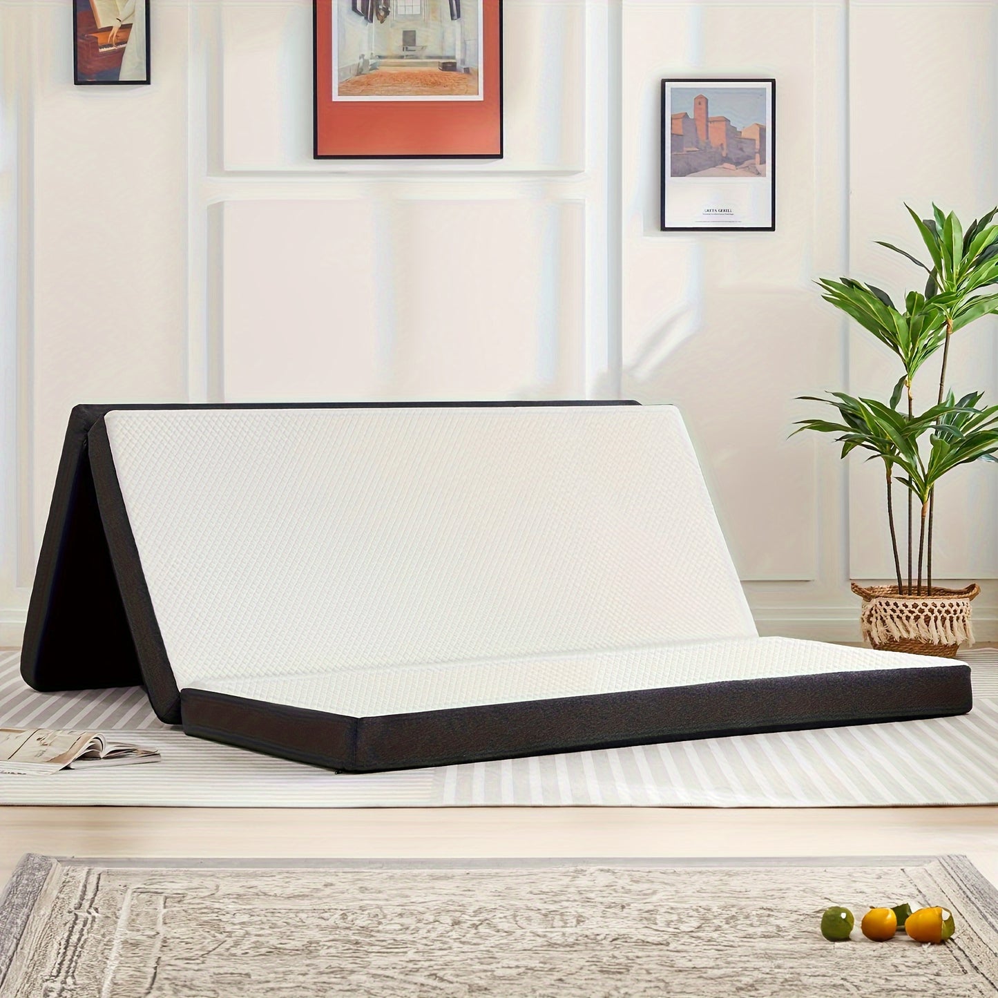 4-Inch Tri-Fold Memory Foam Mattress - Ultra-Comfortable Foldable Guest Bed with Washable Cover, Perfect for Travel, Camping, and Small Space Sleeping - Compact, Portable, and Easy to Store