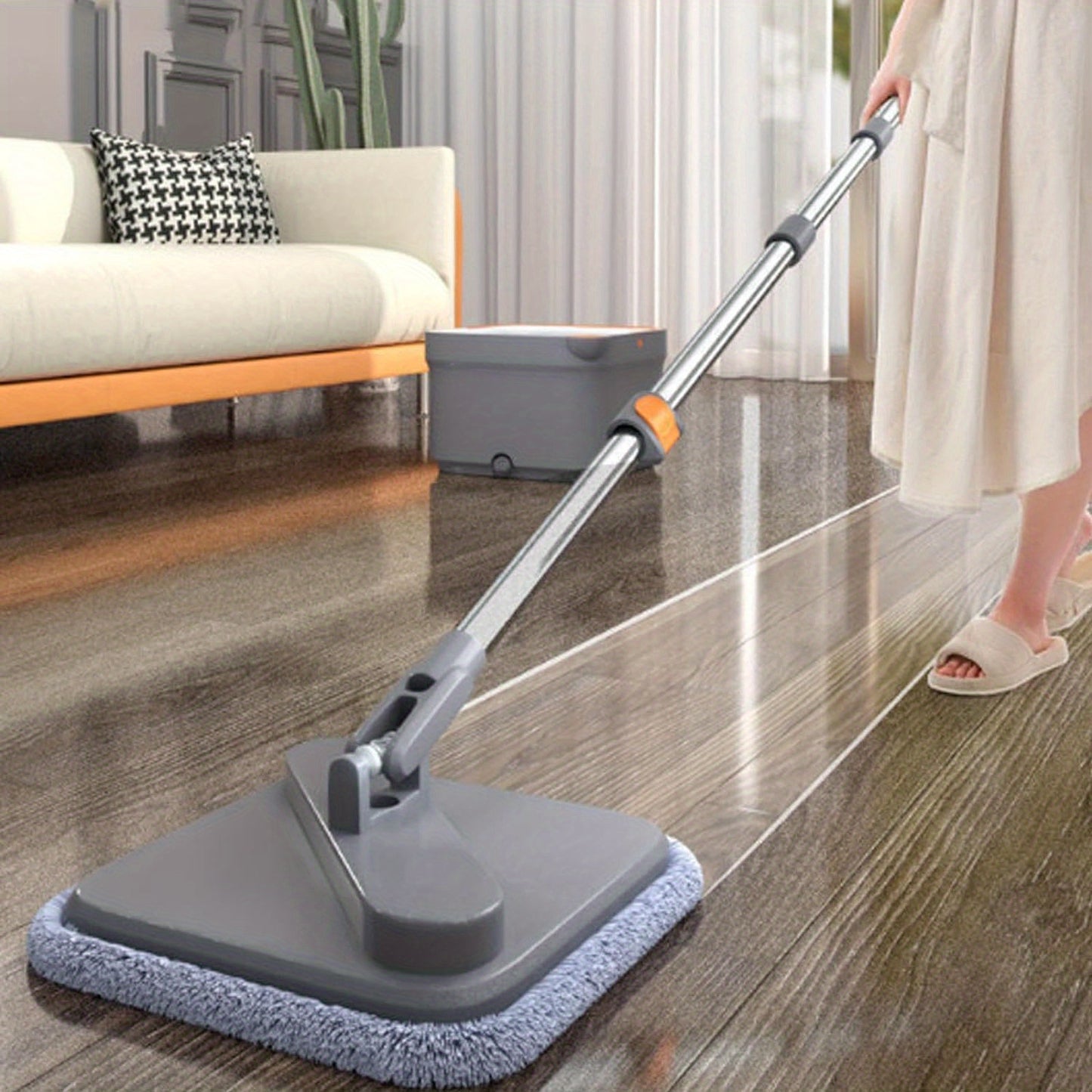 2024 New Spin Mop M16, Self Wash Spin Mop, Spin Mop And Bucket With Wringer Set, Square Self Cleaning Mop For Household Cleaning Tools, Floor Cleaning, Separate Dirty Water, Wet And Dry Use