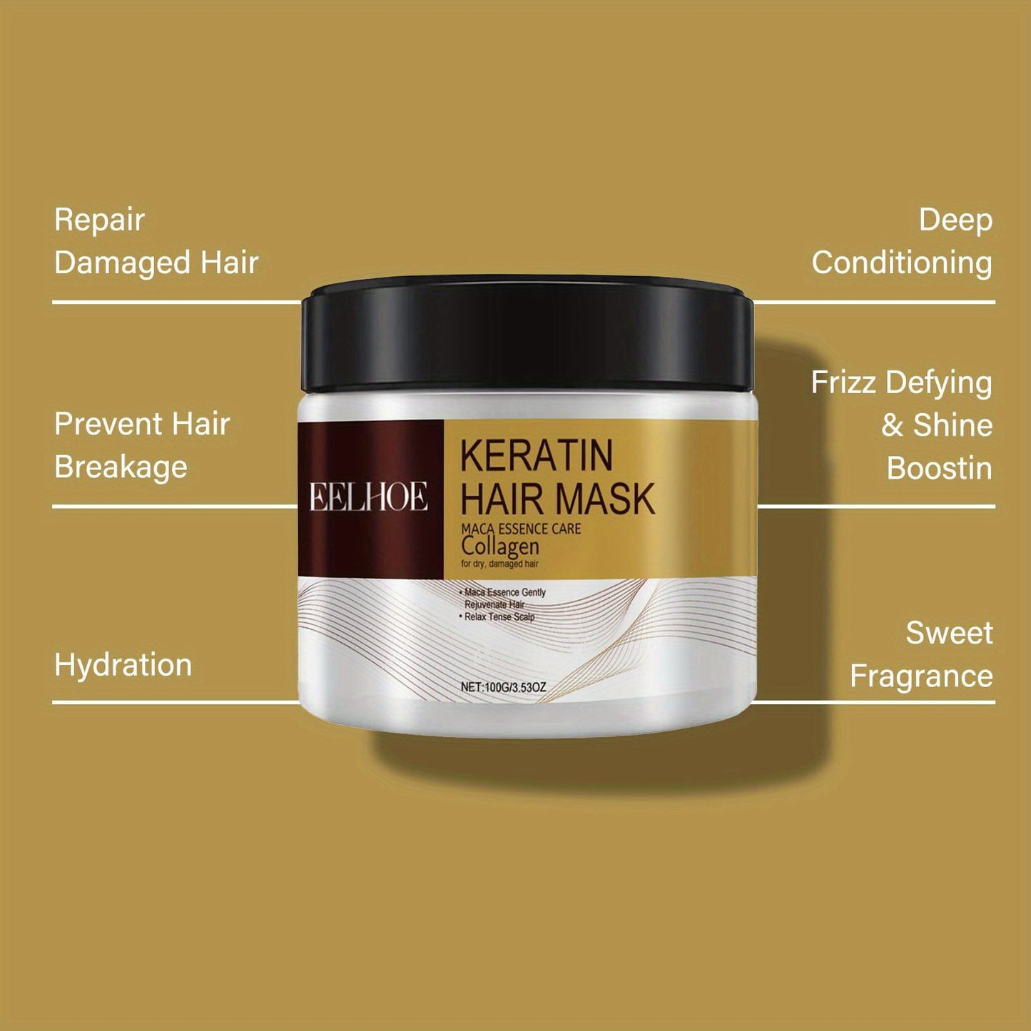 2pcs Argan Oil Collagen Hair Mask, Repairs Damaged Hair for Straight, Curly, Dyed, and Permed Hair Types