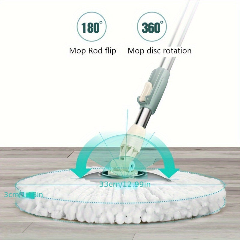 1set, Hands-free Wash Rotating Mop And Bucket Set/ Only 3 Replacement Mop Head Refill, Wet And Dry Use, Dust Removal Mop, For Hardwood, Laminate, Tile, Wooden Floor Cleaning, Cleaning Supplies, Cleaning Tool, Back To School Supplies