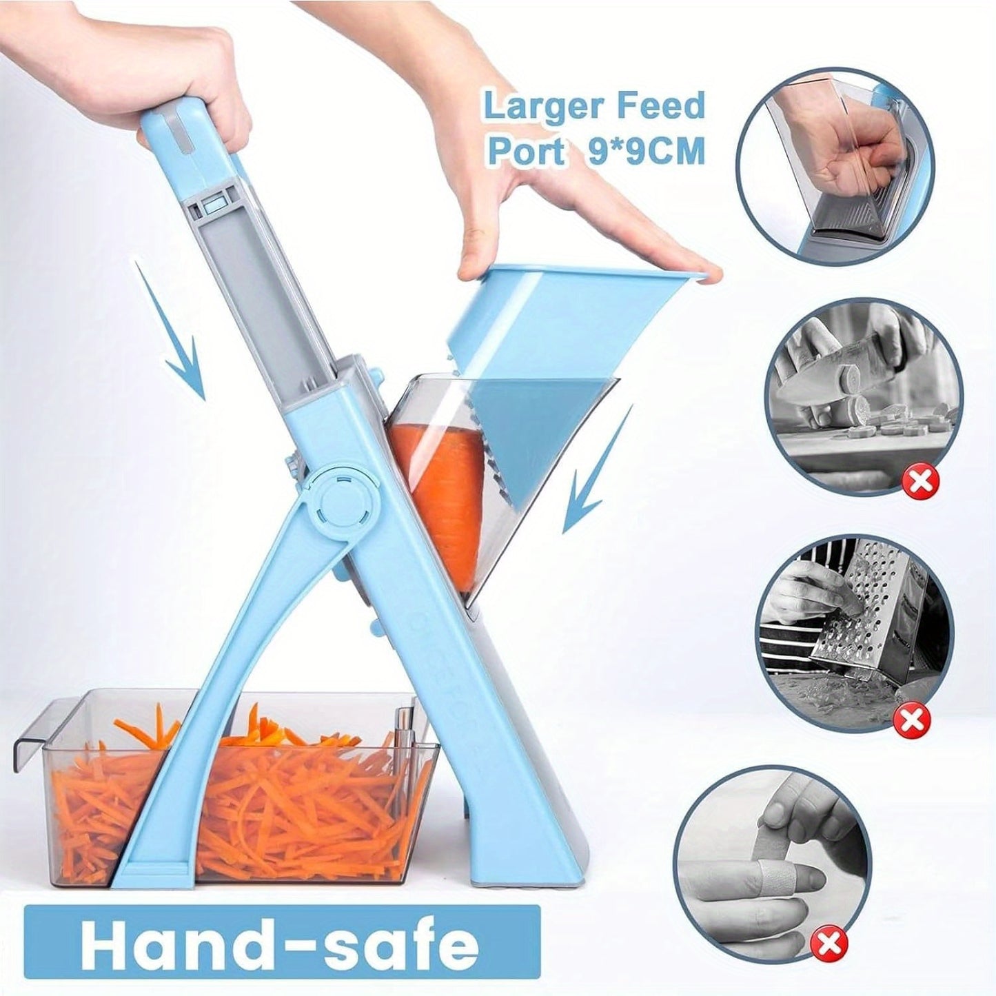 Home Dice and Shred Tool, Adjustable Vegetable Food Chopper Multifunctional Kitchen Slicer with Bottom Suction Cup Easy Clean Potato Fries Cutter