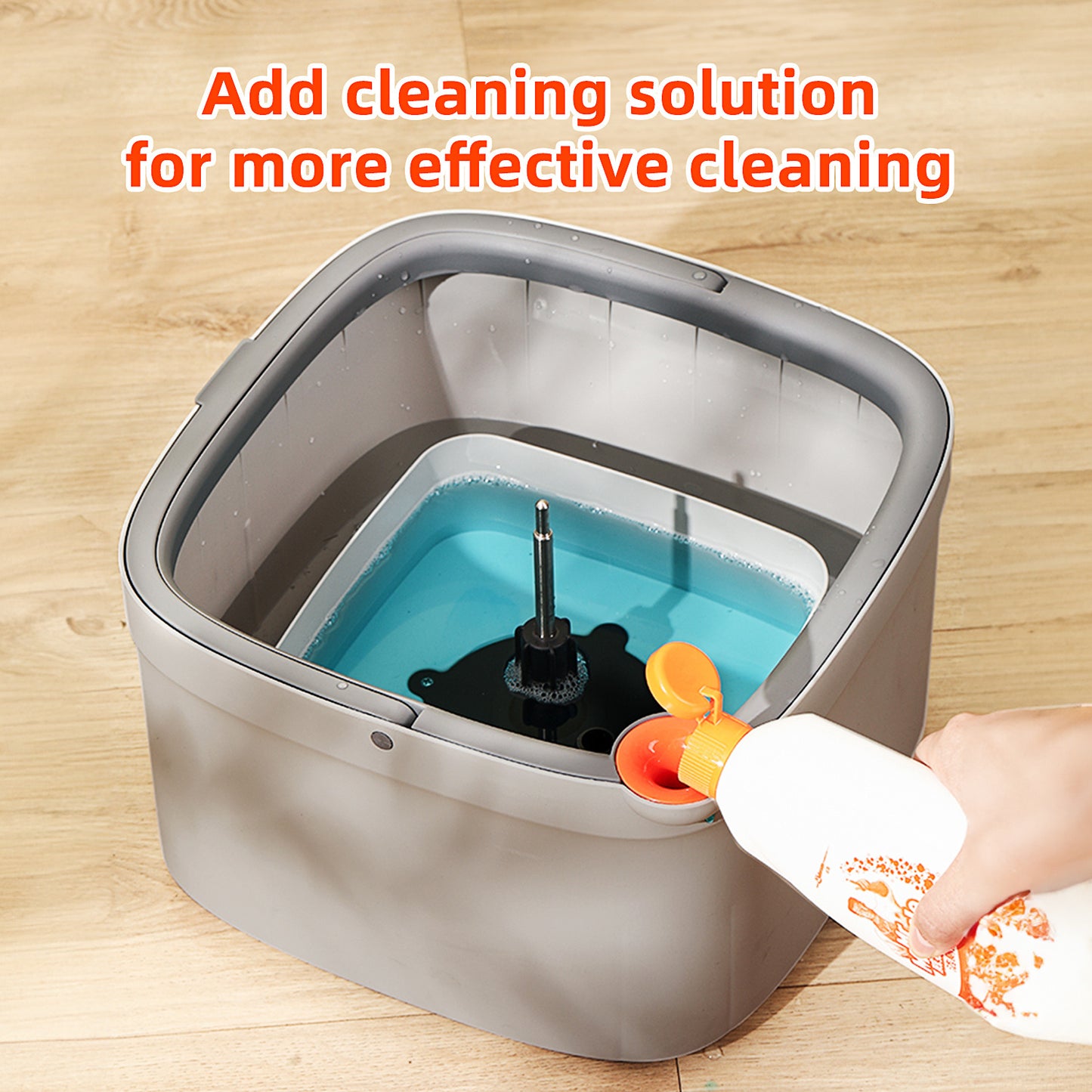 Spin Mop and Bucket System, Includes Square Spin Mop, Dual Compartment Mop Bucket and 2/ 6 Thick Machine Washable Mop Pads