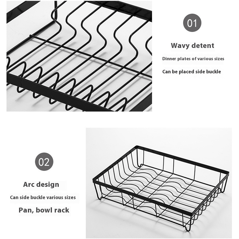 Three-layer Black Bowl Tray Rack Kitchen Storage Rack Three-layer Shelf Stainless Steel Kitchen Storage For Dishes, Cups, Knives And Forks, Sponge Cloth Drain Storage