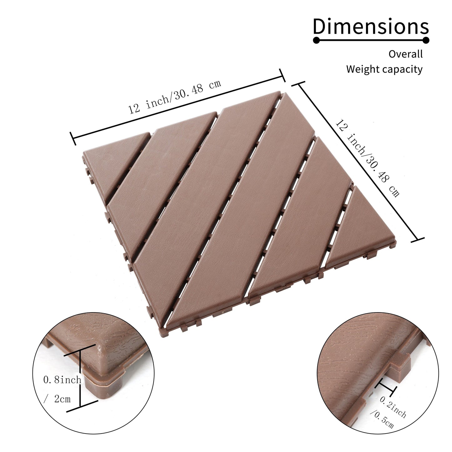 44 Pack 12"x12" Waterproof Plastic Interlocking Deck Tiles - Durable, All-Weather, High Load-Bearing Capacity, Easy Installation, Perfect for Outdoor, Poolside, Balcony, Backyard Use