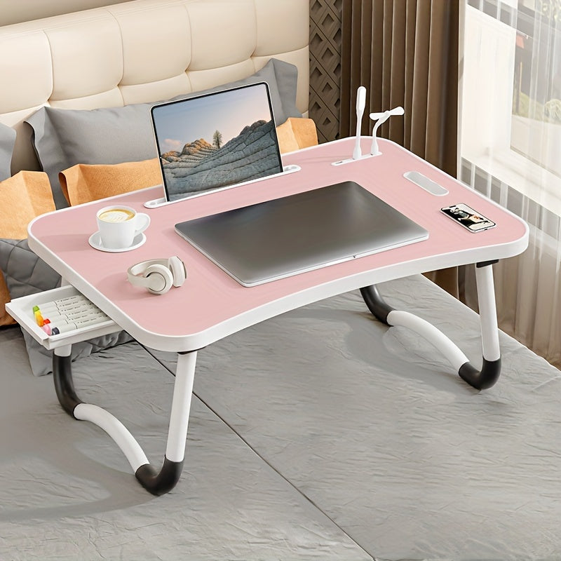 Ultra Large Portable Laptop Bed Table Foldable Desk, Computer Desk - Multi Functional Tray Holder With Cup Holder And Drawer, USB, Fan, And Light - Perfect For Eating, Reading, And Writing On Beds, Sofas, Floors - Stable, Durable, And Foldable