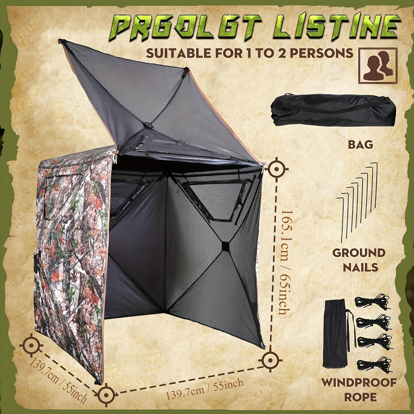 Ground Blinds For 2-3 Person, 270 Degree See Through Pop Up Blind For Outdoor Activities