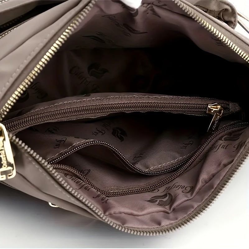 All-Match Casual Solid Color Women's Versatile Hobo Bag with Zipper Shoulder