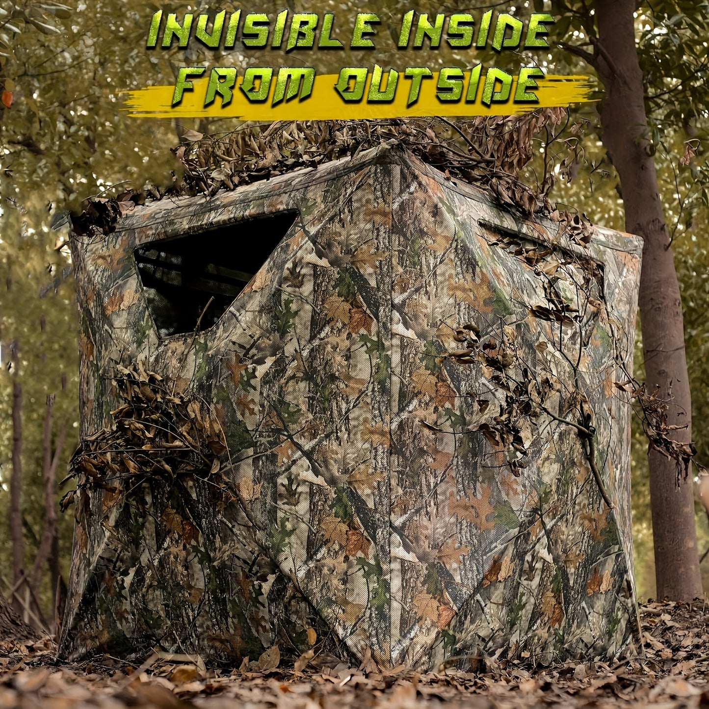 Ground Blinds For 2-3 Person, 270 Degree See Through Pop Up Blind For Outdoor Activities