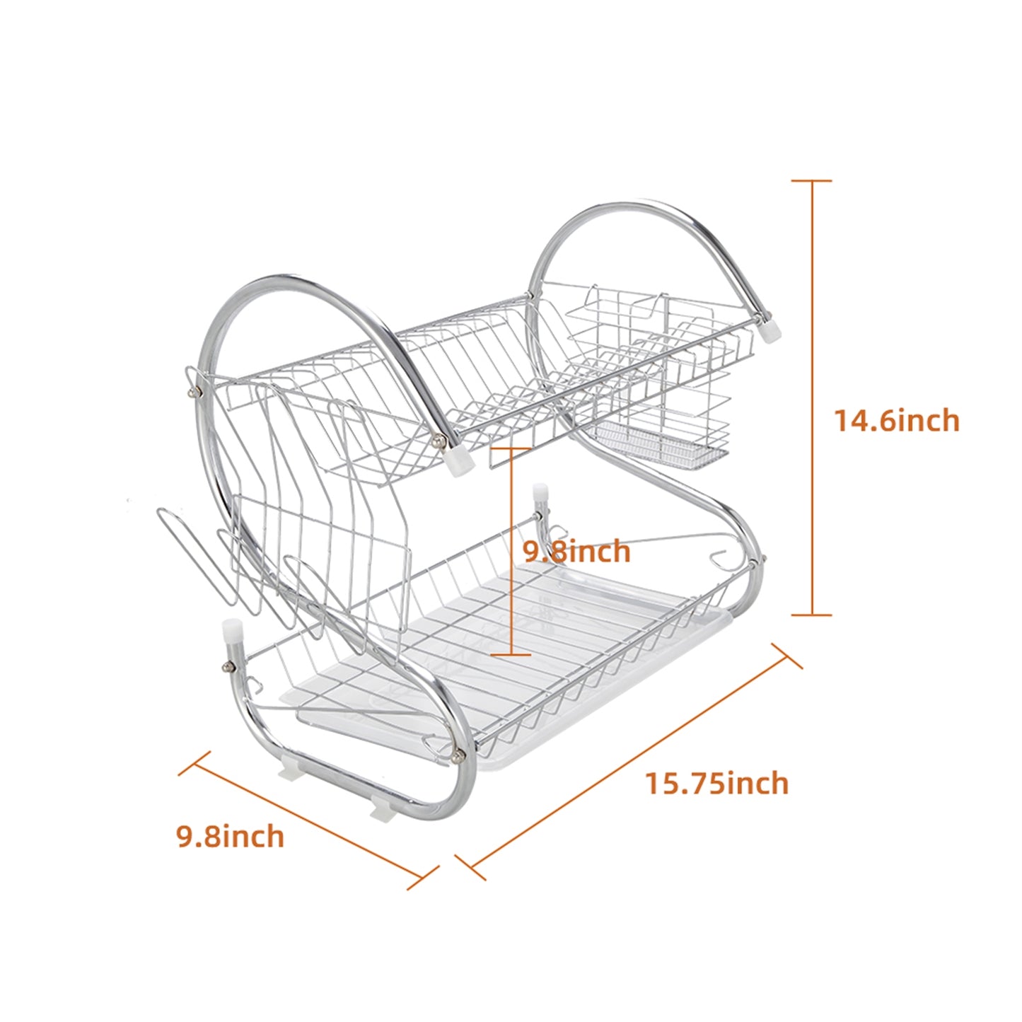 Multifunctional S-shaped Dual Layers Bowls & Dishes & Chopsticks & Spoons Collection Shelf Dish Drai