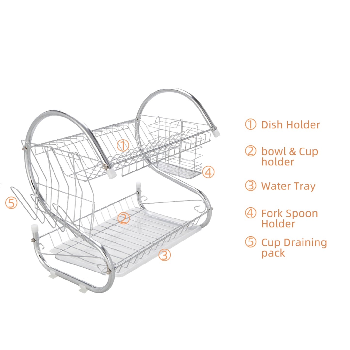 Multifunctional S-shaped Dual Layers Bowls & Dishes & Chopsticks & Spoons Collection Shelf Dish Drai