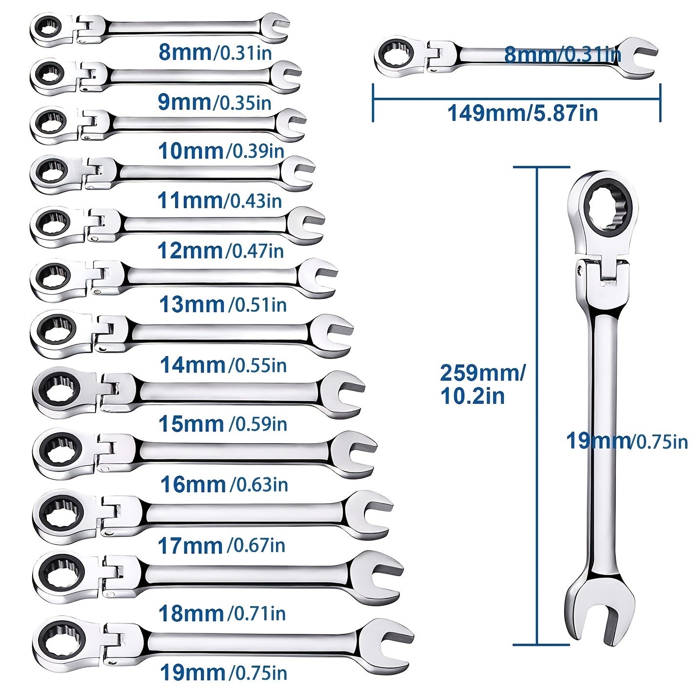 12-Piece Versatile Ratchet Wrench Set - Quick-Shift, Dual-Use, 72-Tooth Mechanics Hand Tool with 180-Degree Swivel Head for Durable DIY and Professional Use - Perfect for Tight Spaces and Heavy-Duty Projects