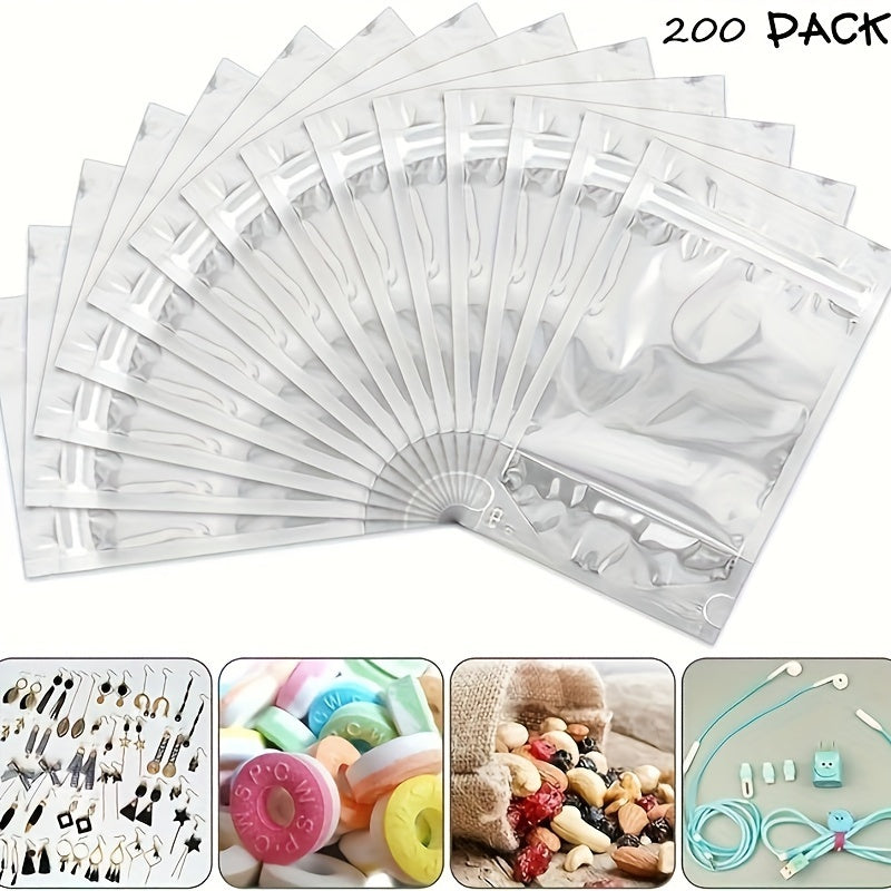 2×200 PACK Mylar Bags for Food Storage and Resealable Bags for Small Business Packaging Supplies Great for Party Favor Food Storage Bags (Silver, 5x8Inches)