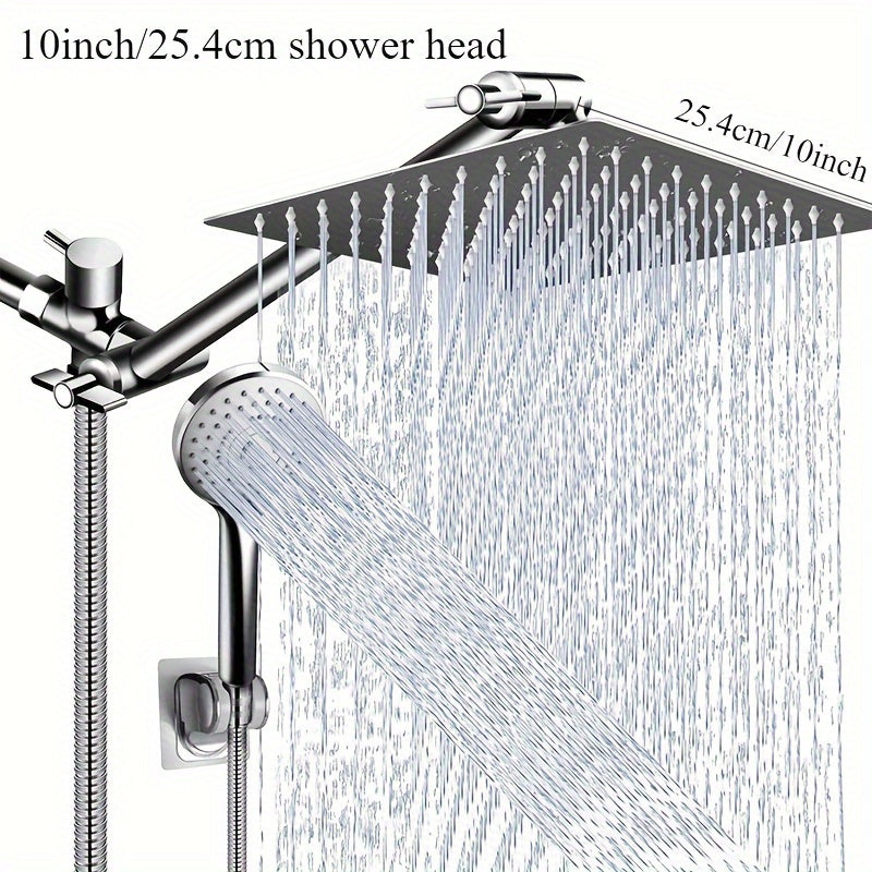 Shower Head, 12 Inch High Pressure Rainfall Shower Head/Handheld Shower Combo with 11 Inch Extension Arm, 9 Settings Adjustable Anti-leak Shower Head with Holder/Hose, Height/Angle Adjustable