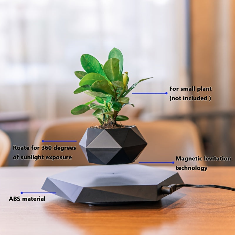 Magnetic Levitation Planter - Rail Planters with Unique Floating Effect for Small Plants, Home & Office Decor, Christmas and New Year Gift Idea