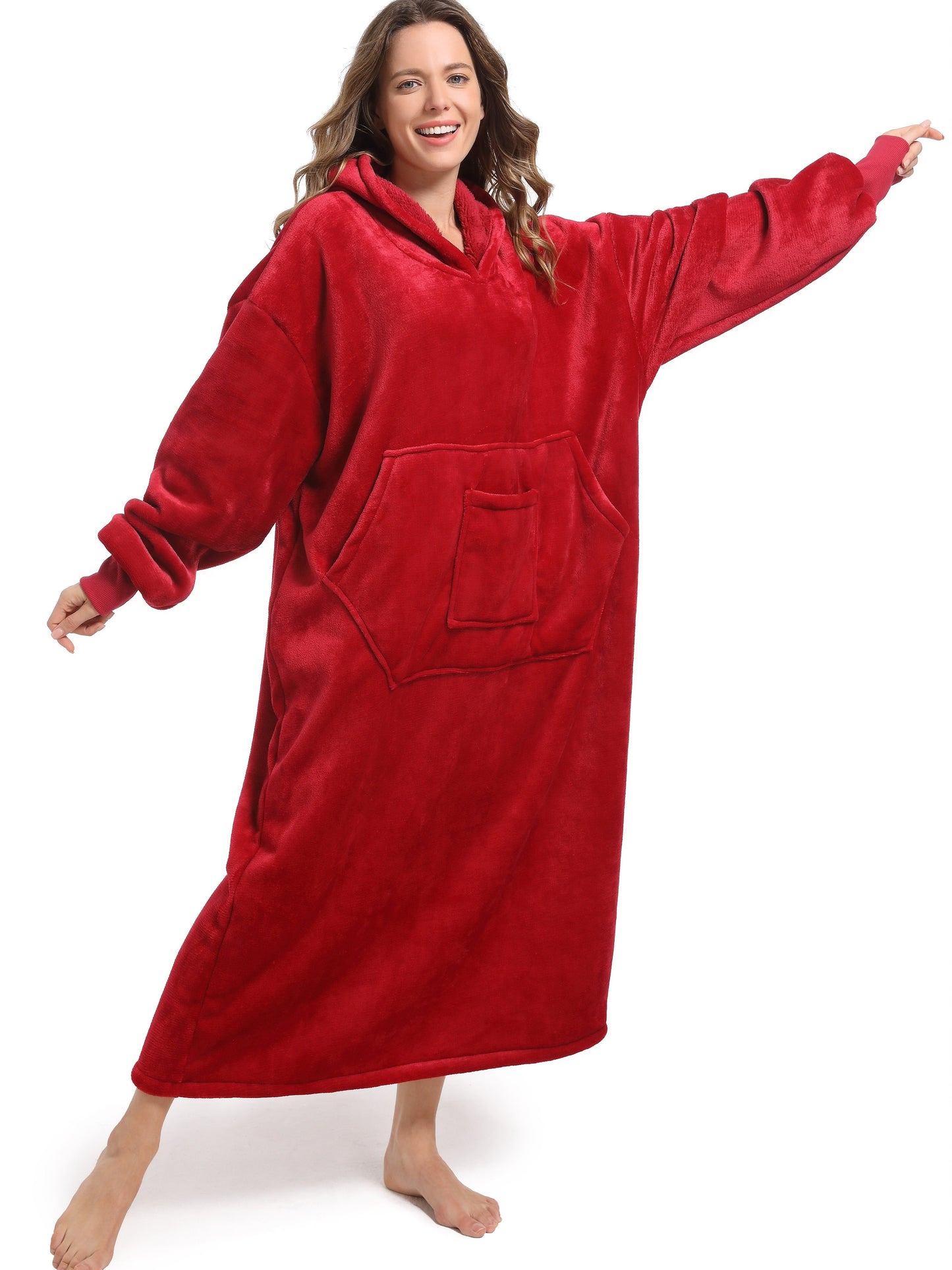 Cozy Giant Wearable Blanket Hoodie Sweatshirt - Oversized Sherpa with Long Sleeves, Huge Pocket, Soft Fleece Lining, and Warm Insulation - Perfect for Adult Women, Indoor Outdoor Use