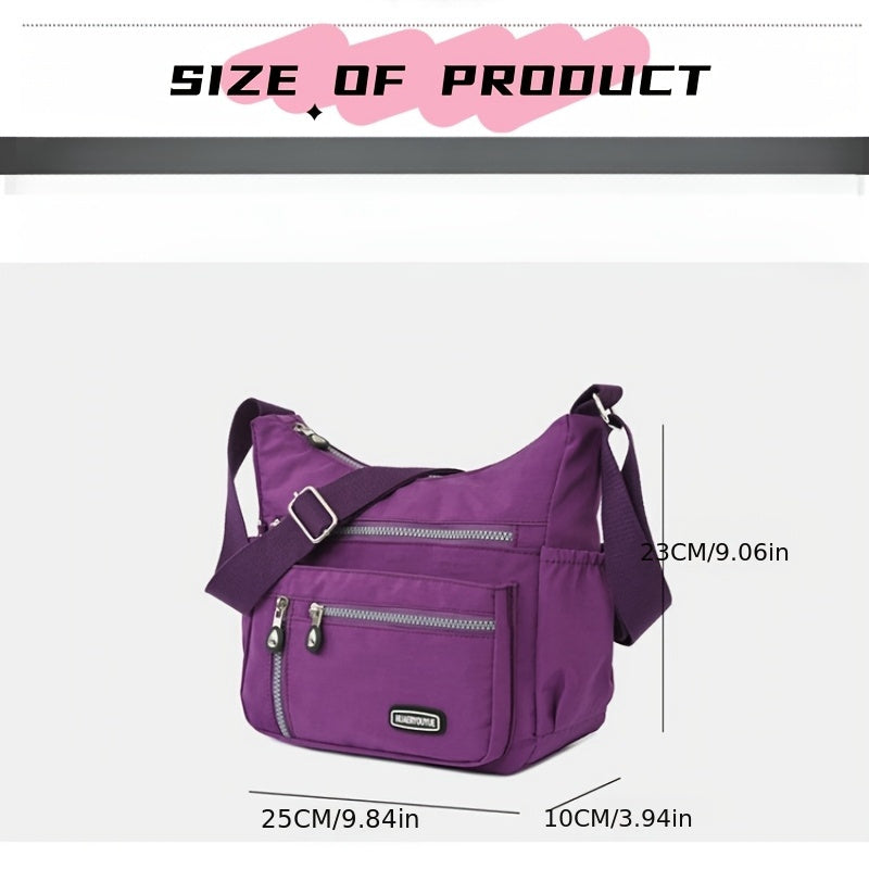 Women'S Single Crossbody Multi Strap Method Bag, Waterproof Multi-Pocket Capacity Nylon Outing Lightweight Cloth Bag