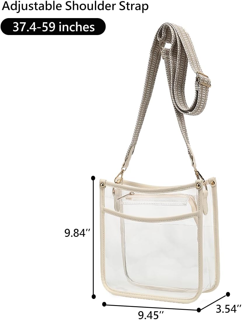 Clear Crossbody Bag Stadium Approved - Clear Purses for Women with Adjustable Strap Clear Shoulder Bag for Concerts