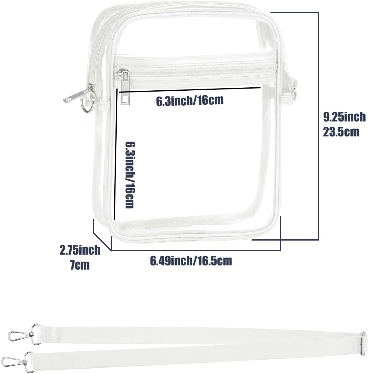 Clear Bag Stadium Approved, Crossbody Bag Purse Adjustable Strap Shoulder Bags for Concerts Festival Sports Events