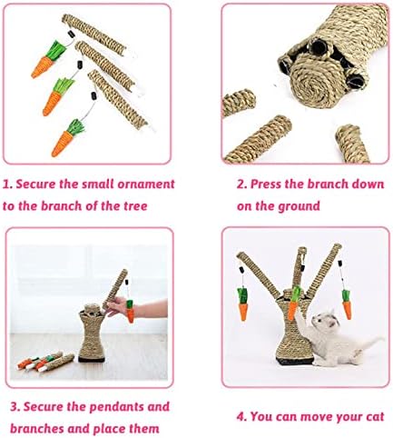 Bunny Chew Toys Rabbit Rattan Grass Scratcher Climbing Tree Fun Tree Carrot Play Toys for Small Animal Guinea Pig Tooth Cleaning