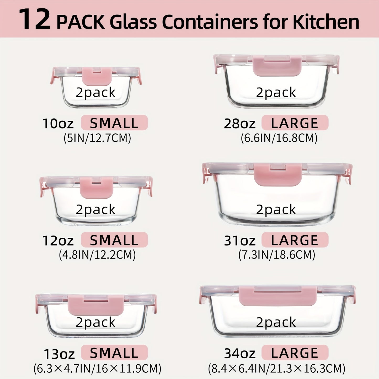 24pcs 12+12 Glass Storage Containers with Lids, High-Quality Borosilicate Glass Meal Prep Containers, Dishwasher, Microwave, Freezer Safe, Leak-Proof, Perfect for Leftovers and To-Go