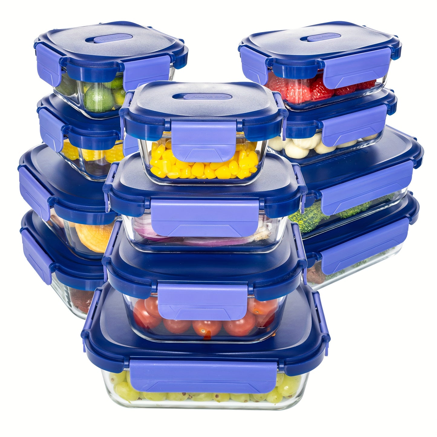 24PCS (12 Containers + 12 Lids) High Borosilicate Glass Meal Prep Containers, Food Storage Containers With Airtight Lids, Microwave, Oven, Freezer And Dishwasher Safe, Home Kitchen Supplies, Kitchen Accessory