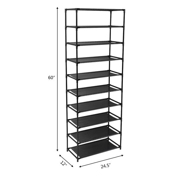 10 Tier Stackable Shoe Rack Storage Shelves - Stainless Steel Frame Holds 50 Pairs Of Shoes