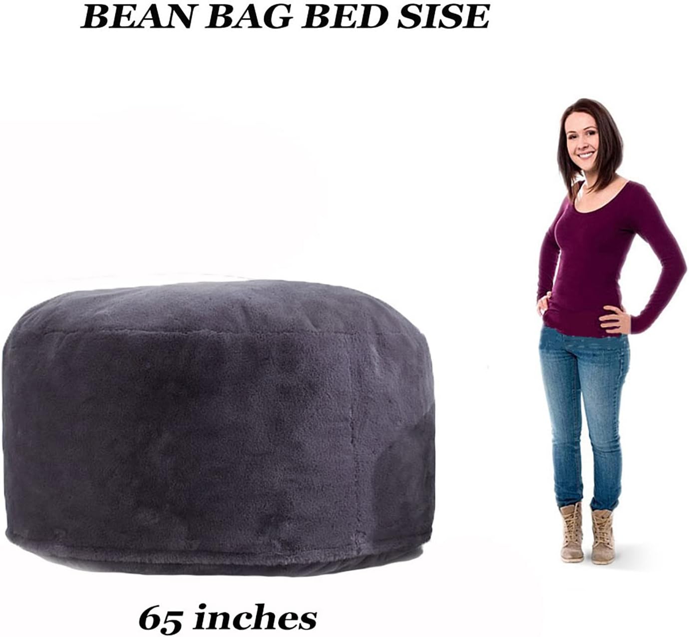 Giant Sherpa Bean Bag Chair Cover, Ultra Soft Bean Bag Bed (No Filler, Cover only), Large Round Soft Fluffy Bean Bag for Adults, Machine Washable Big Size Bean Bag Covers