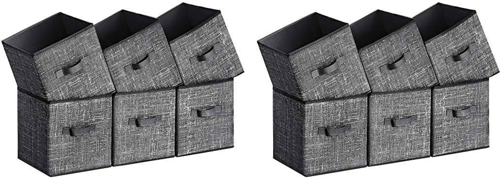 Storage Cubes, Non-Woven Fabric Bins with Double Handles, Set of 6, Closet Organizers for Shelves, Foldable, for Clothes