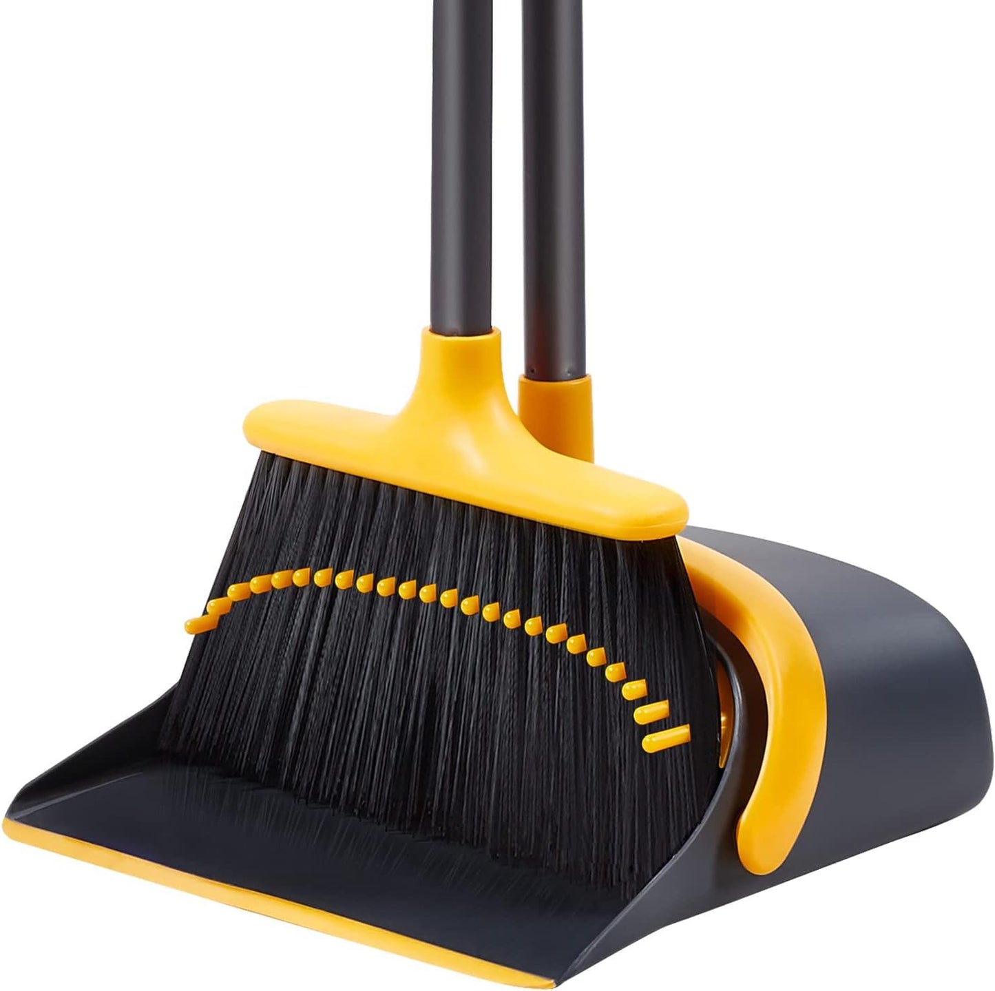 Upgrade Broom and Dustpan Set for Home, 52'' Long Handle, Standing Dustpan and Broom for Kitchen Office Lobby Floor