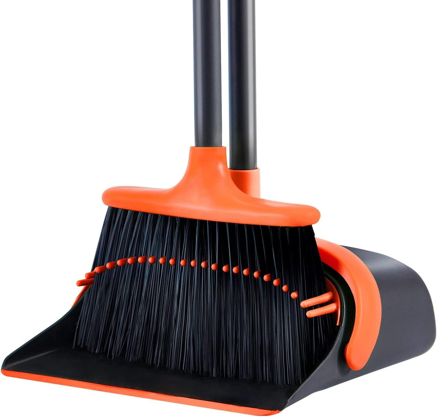 Upgrade Broom and Dustpan Set for Home, 52'' Long Handle, Standing Dustpan and Broom for Kitchen Office Lobby Floor