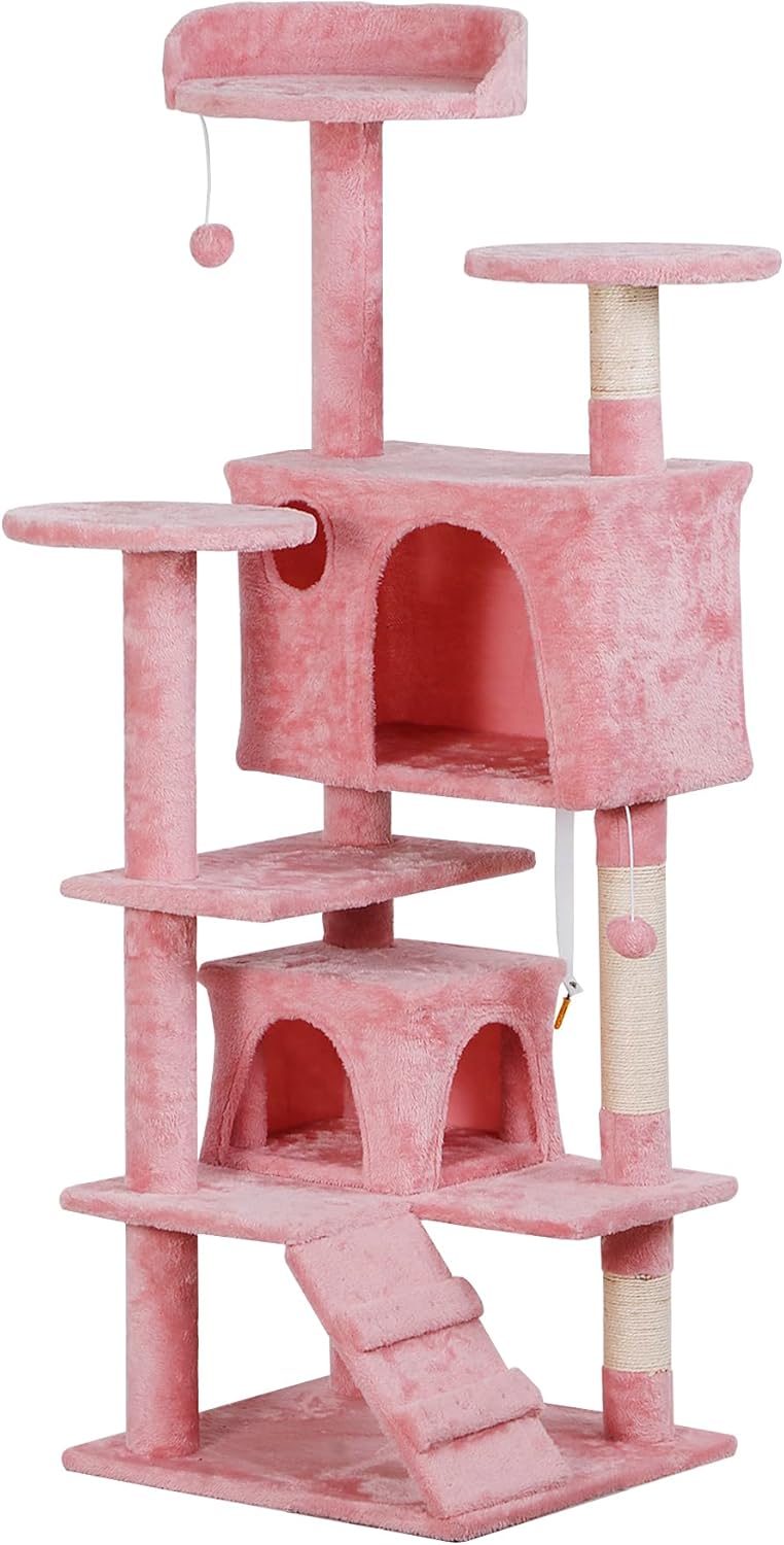 Cat Tree 54 Inch Cat Tower Condo Cat House for Indoor Cats，Multifunctional Activity Center w/Cat Scratching Posts Stand Funny Toys for Kittens Pet Play House