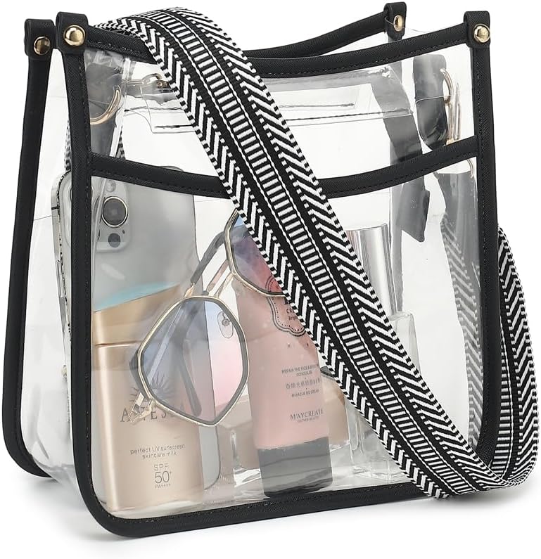 Clear Crossbody Bag Stadium Approved - Clear Purses for Women with Adjustable Strap Clear Shoulder Bag for Concerts