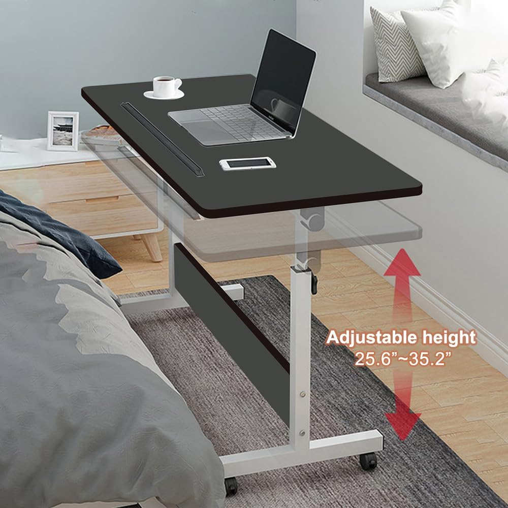 Rolling Desk Adjustable Height,Rolling Computer Cart,Portable Laptop Desk,Small Adjustable Home Office Desk,Rolling Laptop Desk,Small Portable Desk