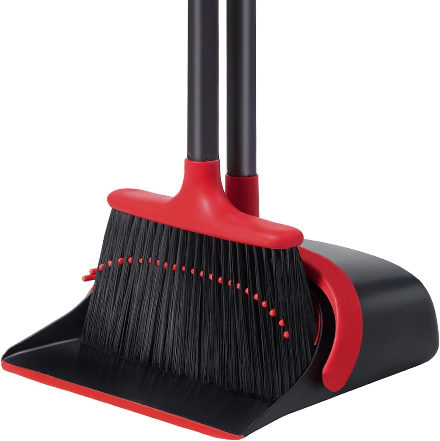 Upgrade Broom and Dustpan Set for Home, 52'' Long Handle, Standing Dustpan and Broom for Kitchen Office Lobby Floor