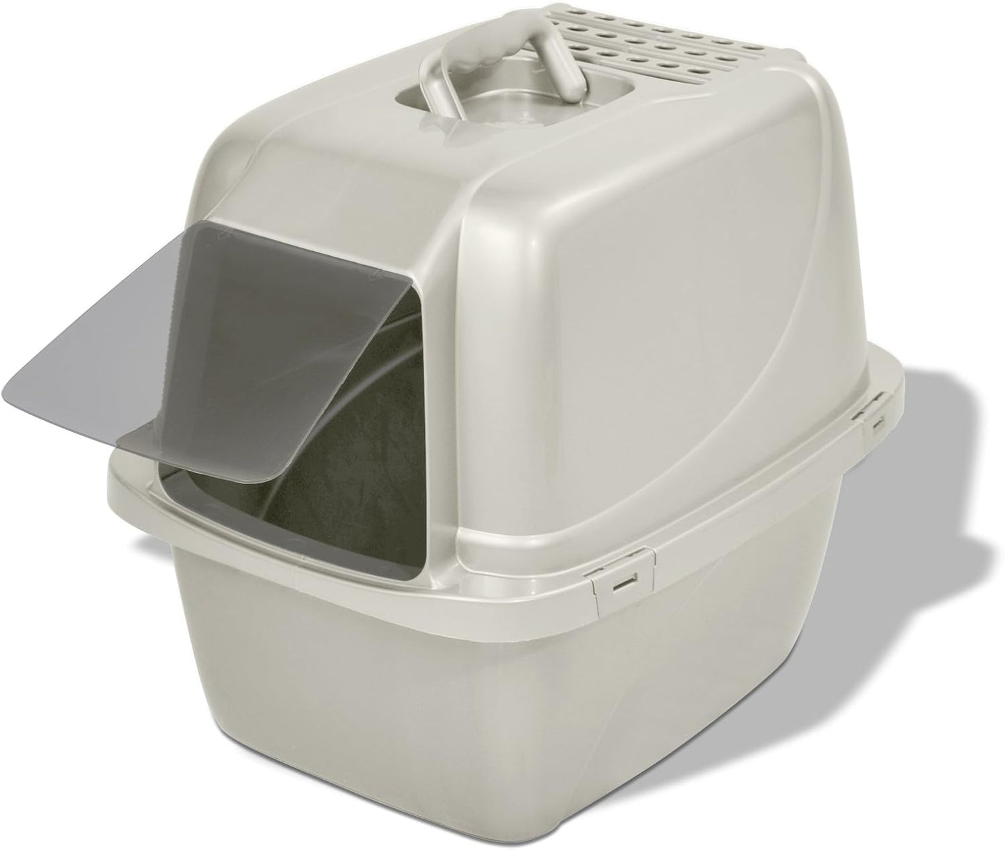 Pets Odor Control Large Enclosed Cat Litter Box, Hooded, Pearl, CP6