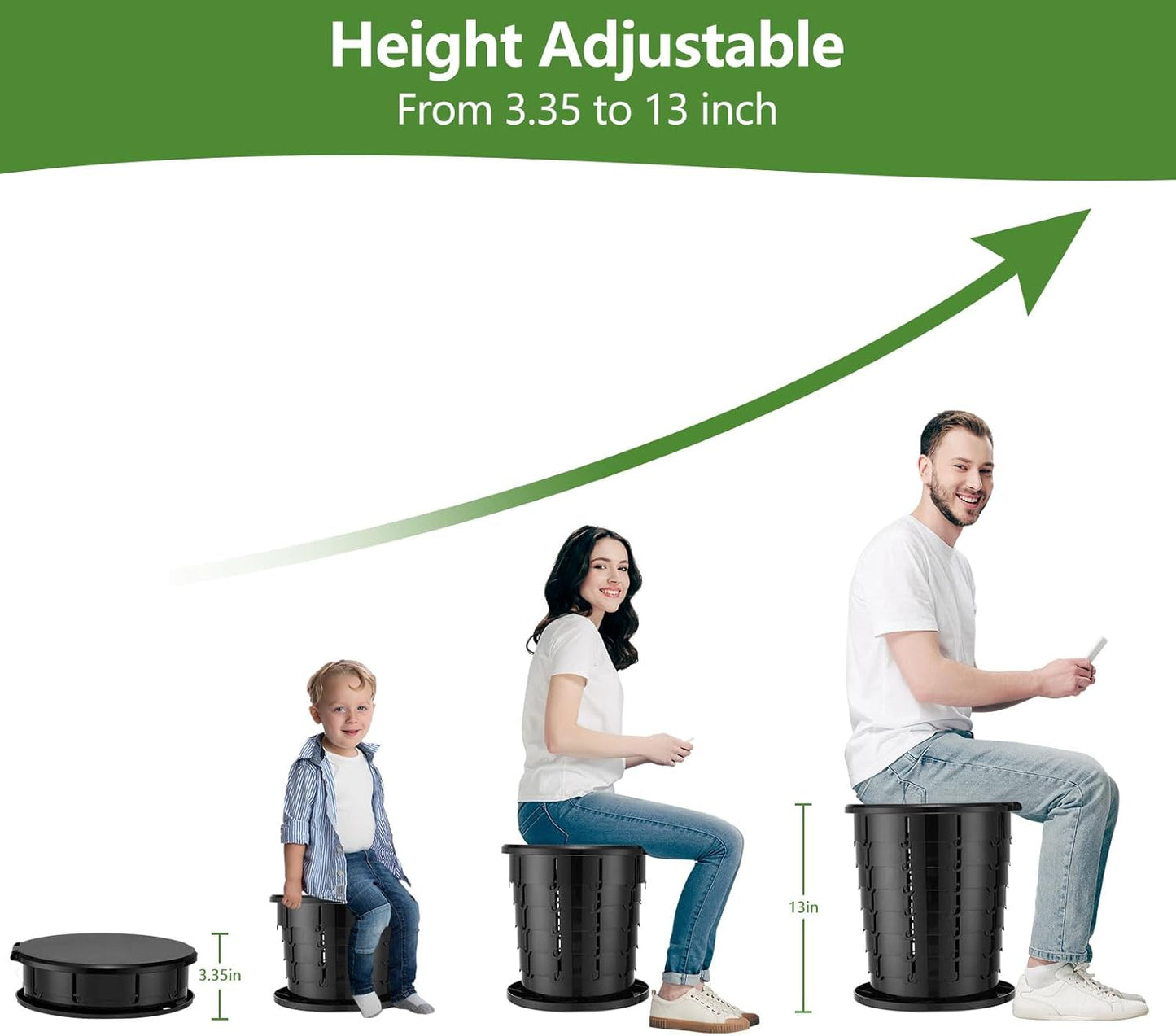 Camping Toilet, Portable Toilet for adults with Adjustable Height - Foldable Travel Toilet Perfect for Outdoor and Indoor Use, Emergency Situations, Traffic Jams, Cars, Tents, Boats