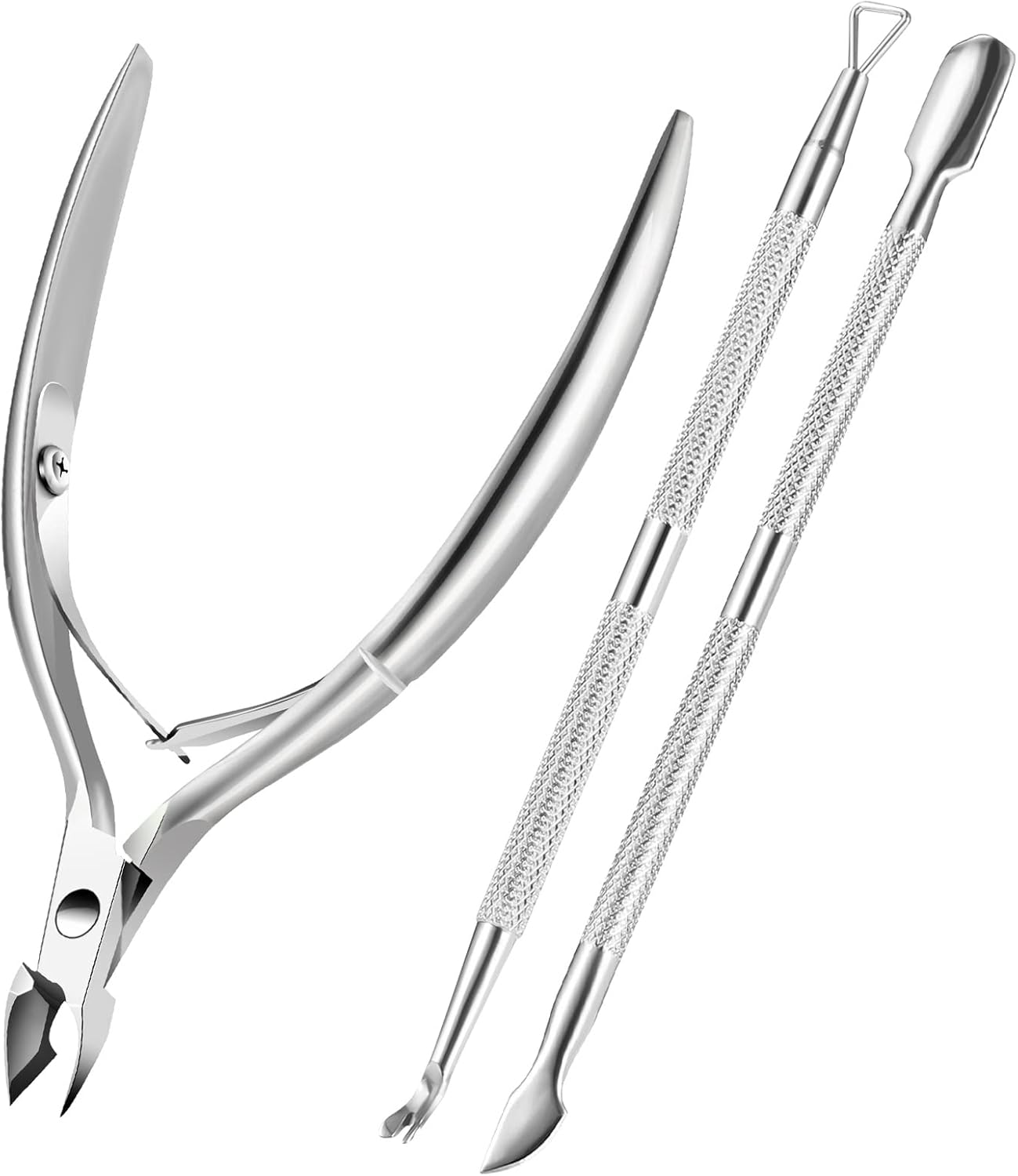 Cuticle Trimmer Cuticle Remover with Cuticle Pusher, Professional Stainless Steel Durable Pedicure Manicure Tools Cutter Nipper Scissor Clipper for Fingernails and Toenails Dead Skin