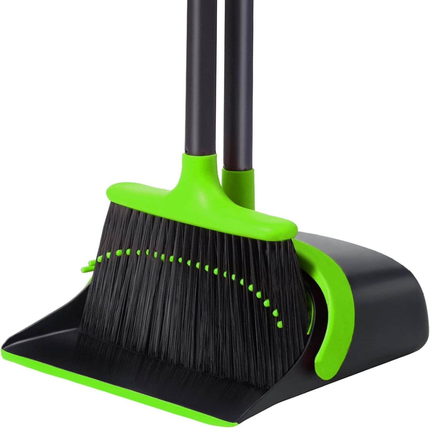 Upgrade Broom and Dustpan Set for Home, 52'' Long Handle, Standing Dustpan and Broom for Kitchen Office Lobby Floor