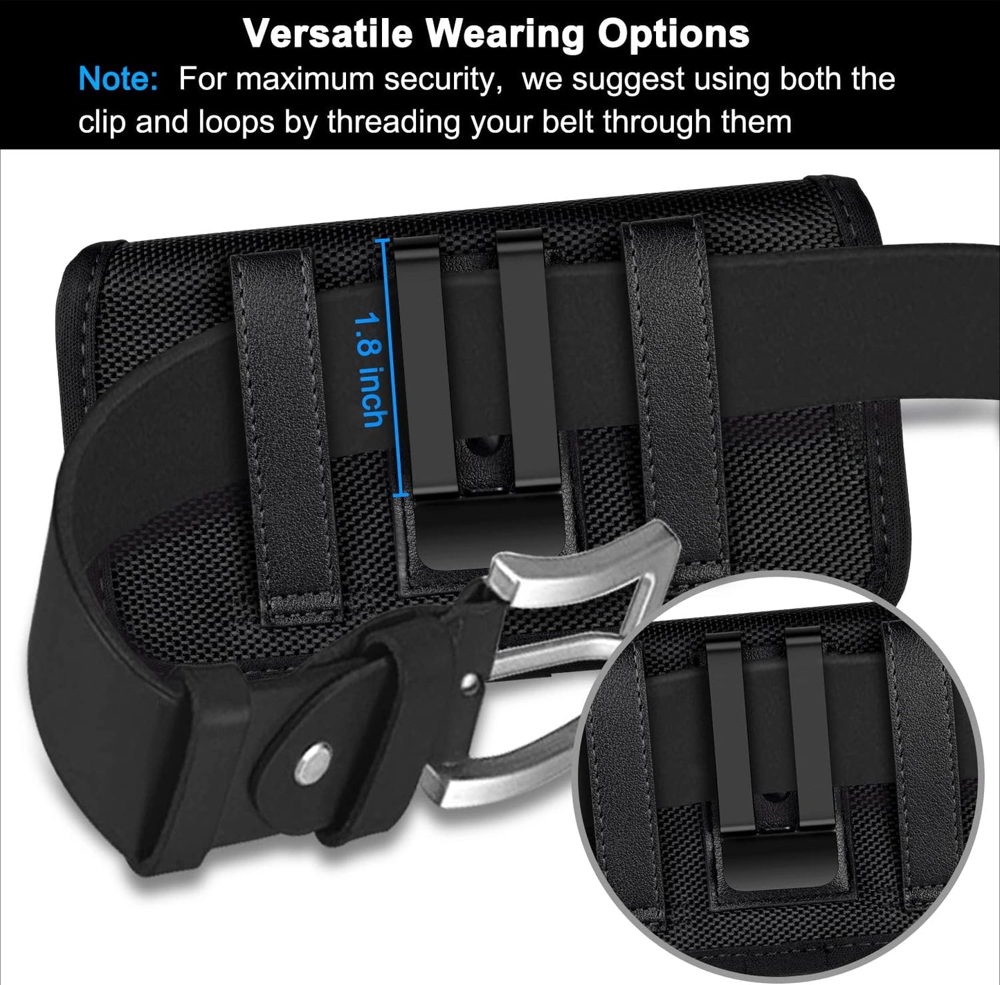 Rugged Nylon Holster for different size phone, Cell Phone Belt Holder for Men