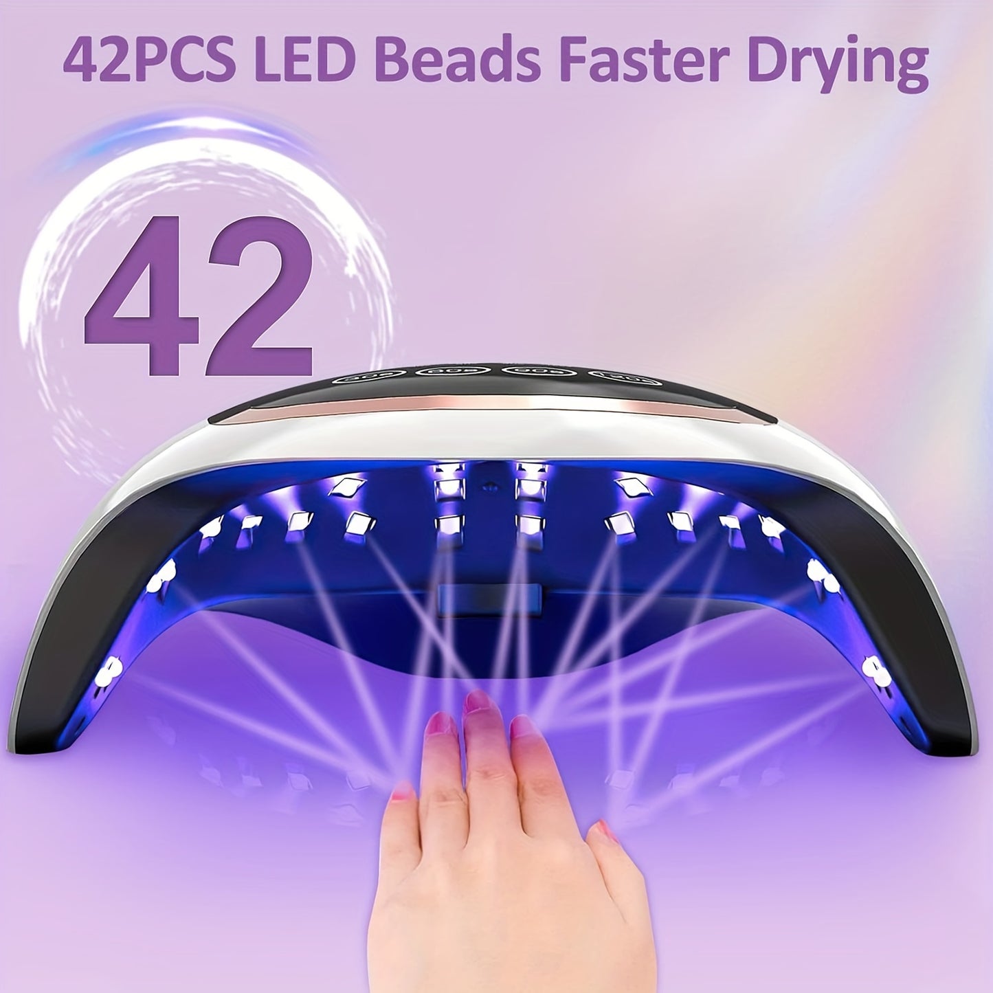 Professional UV LED Nail Lamp - Fast Curing, Automatic Sensor, 4 Timer Settings, Gel Polish Dryer for Fingernail and Toenail Nail Art - Home and Salon Use, Easy to Operate, Long-Lasting LED Light