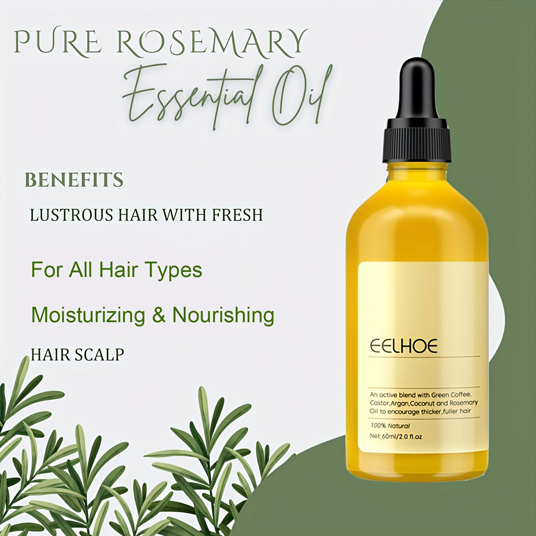 7packs 60ml Rosemary Essential Oil for Hair - Moisturizing & Smoothing Formula for Vibrant, Silky Strands