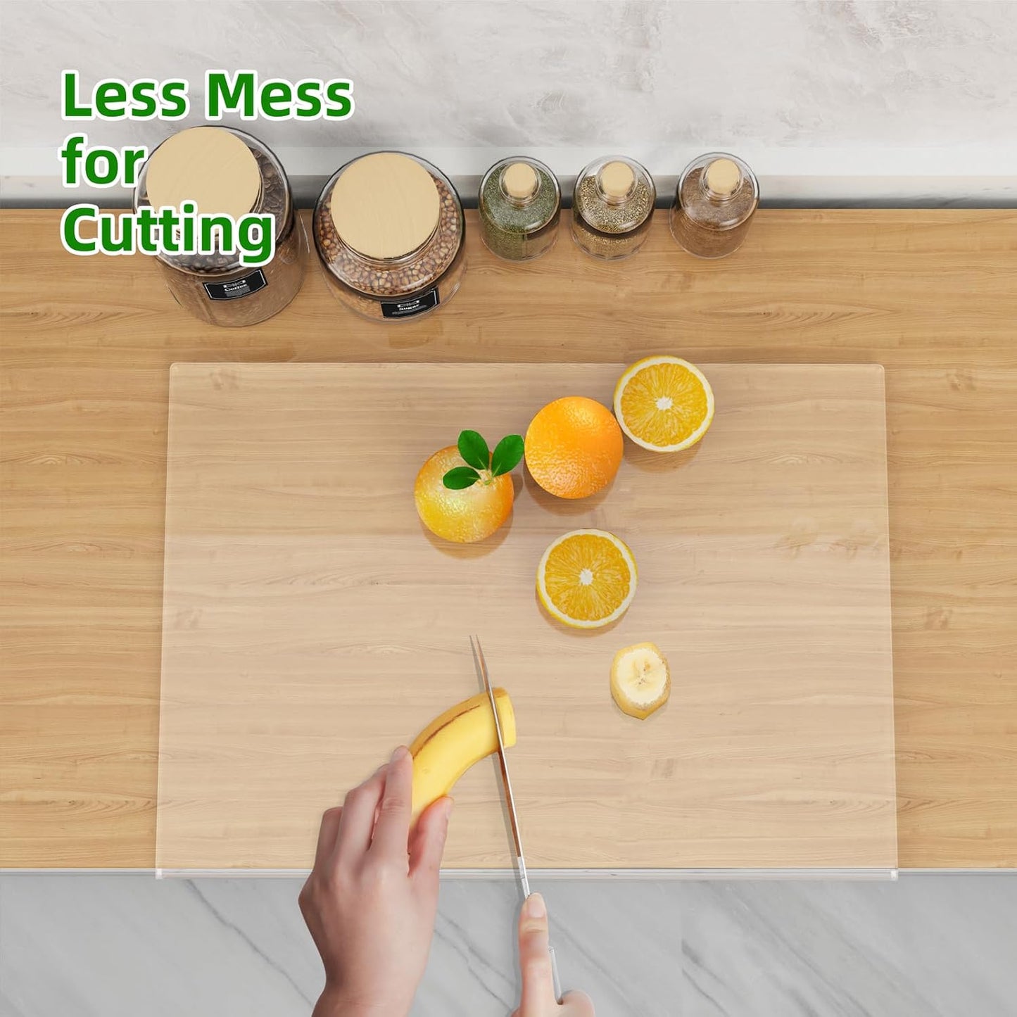 Acrylic Cutting Board with Counter Lip,17.5"x13.5" Clear Cutting Board for Kitchen Countertop,Non-Slip,60% Thicker,Perfect for Bread,Meat,Veggies & More,Great Kitchen Essential Gadgets & Decor