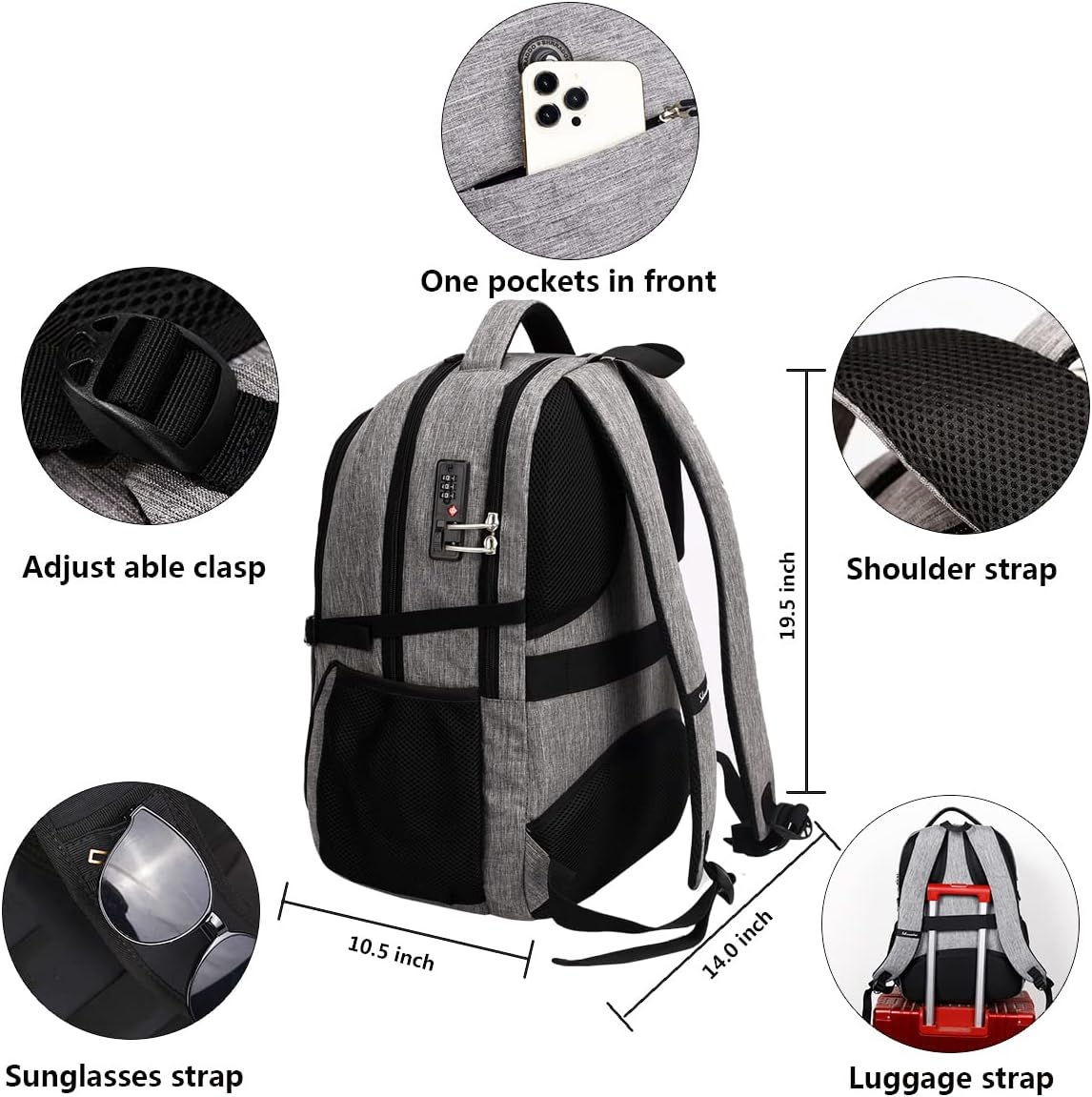 Travel Laptop Backpack, Business Anti Theft Slim Durable Laptops Backpack with USB Charging Port, College High School Computer Bag for Men Women Fits 16.3 Inch Notebook