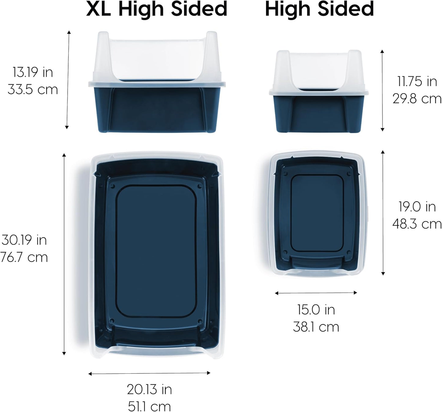 Extra Large Cat Litter Box, Open Top Litter Box for Big Cats and Multi-Cat Households, High Sided Scatter Shield, Easy to Clean