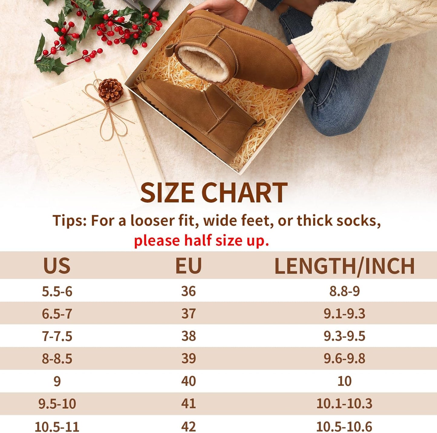 Genuine Suede Mini Boots for Women Winter Fuzzy Snow Boots Short Ankle Boot with Fur Lined