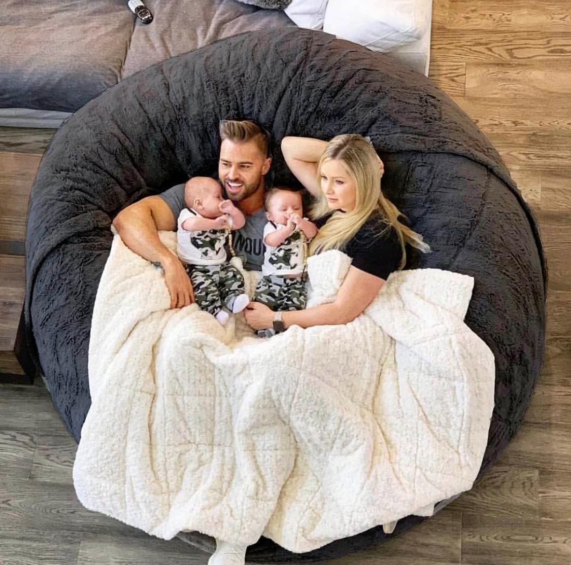 Giant Sherpa Bean Bag Chair Cover, Ultra Soft Bean Bag Bed (No Filler, Cover only), Large Round Soft Fluffy Bean Bag for Adults, Machine Washable Big Size Bean Bag Covers