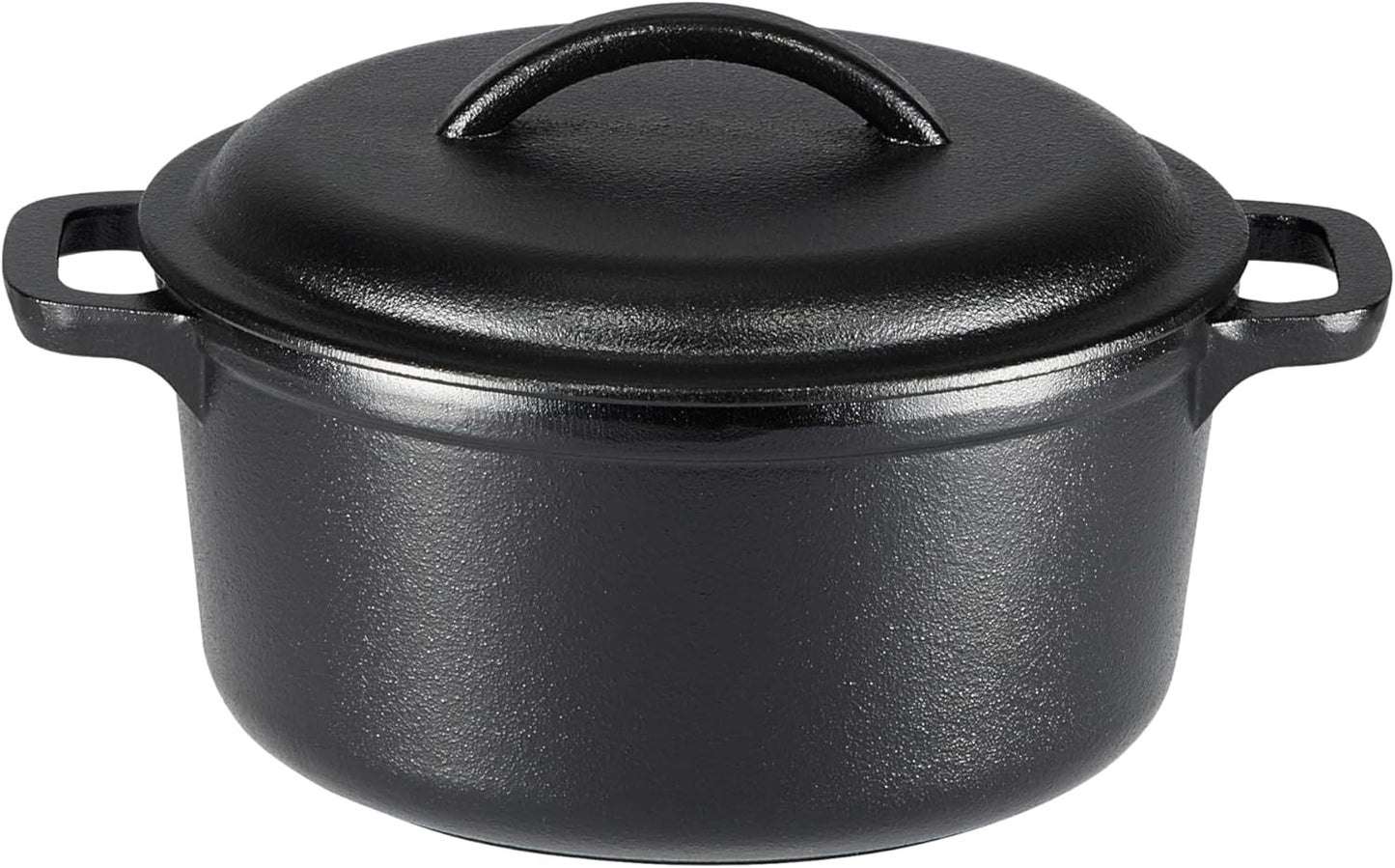 Round Pre-Seasoned Cast Iron Dutch Oven Pot with Lid and Dual Handles, Heavy-Duty & Large, 7-Quart, Black