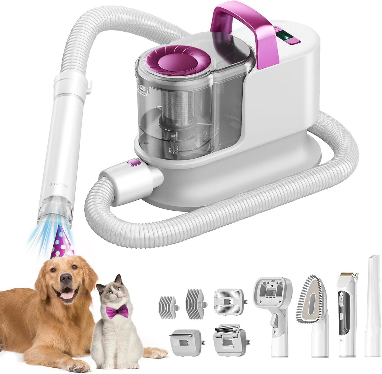 Low Noise Dog Grooming Kit, Dog Grooming Clipper & Vacuum, Pet Grooming Kit with 6 Proven Grooming Tool, Dog Vacuum Brush for Shedding Grooming